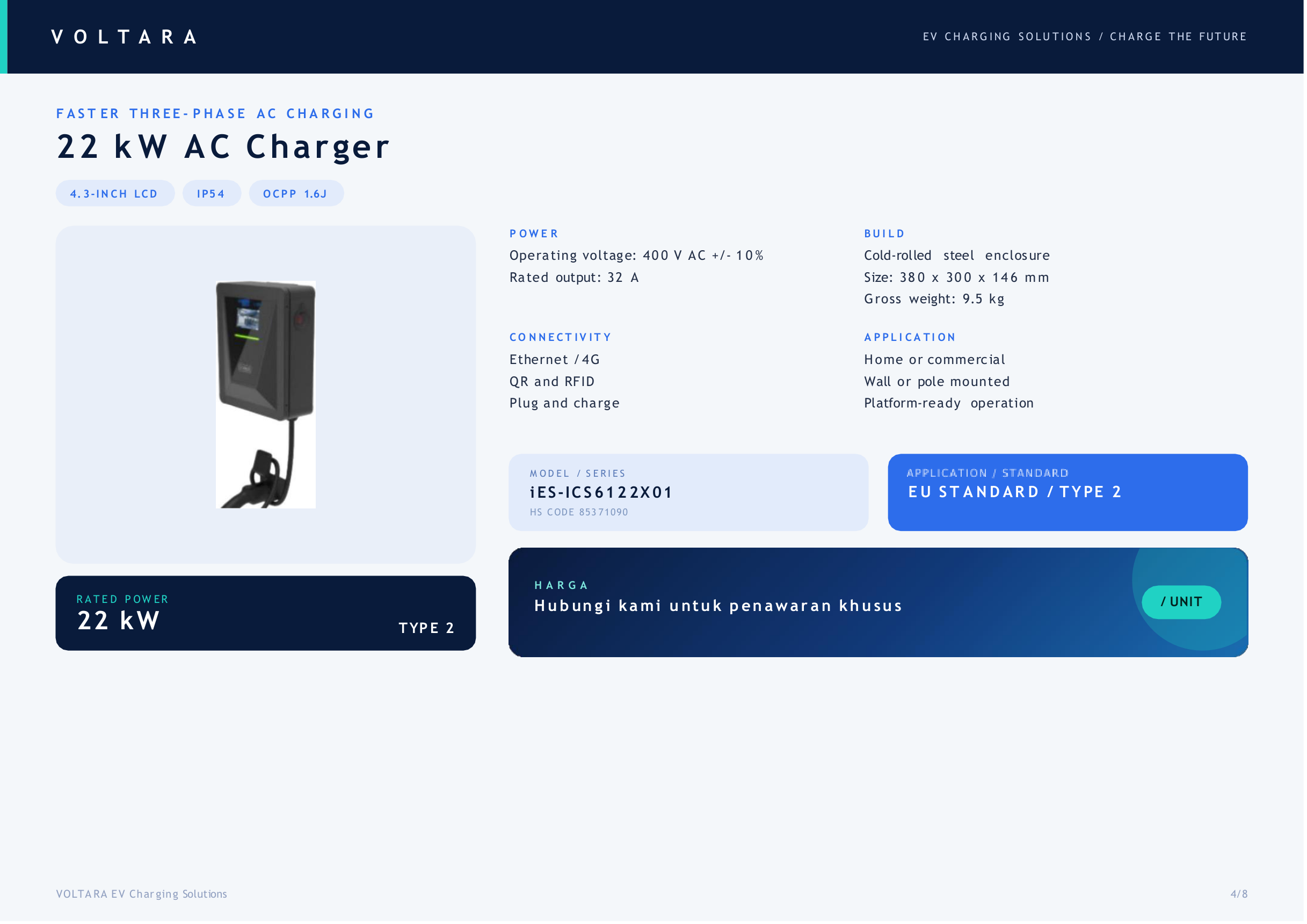 22 kW AC Charger Voltara